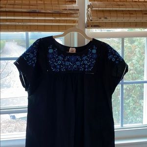 Aqua black dress with embroidery